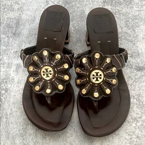 Tory Burch Brown and Gold Sandals